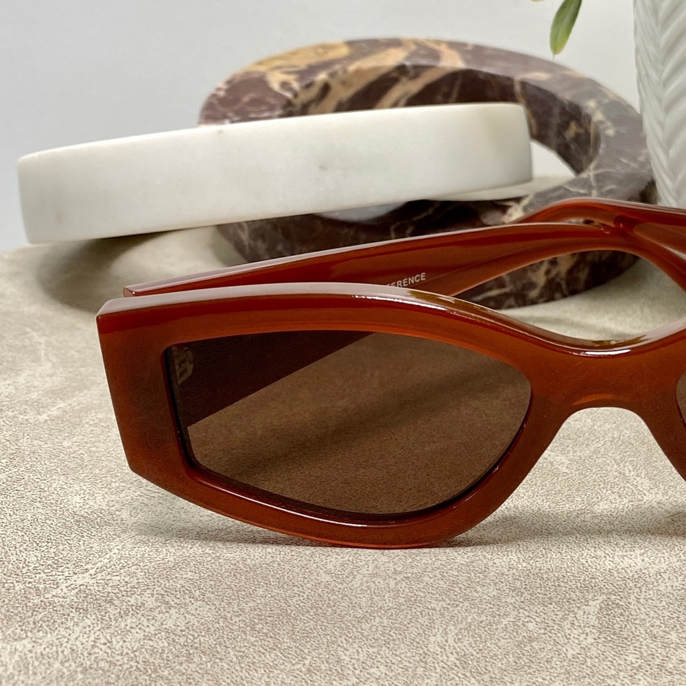 DIFF 55mm Kai Oval Sunglasses Nutshell Frame Brow… - image 2